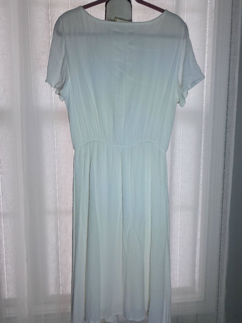 FANTASTIC FAWN Dress Midi V-Neck Elastic Waist Lined White L - Picture 3 of 9